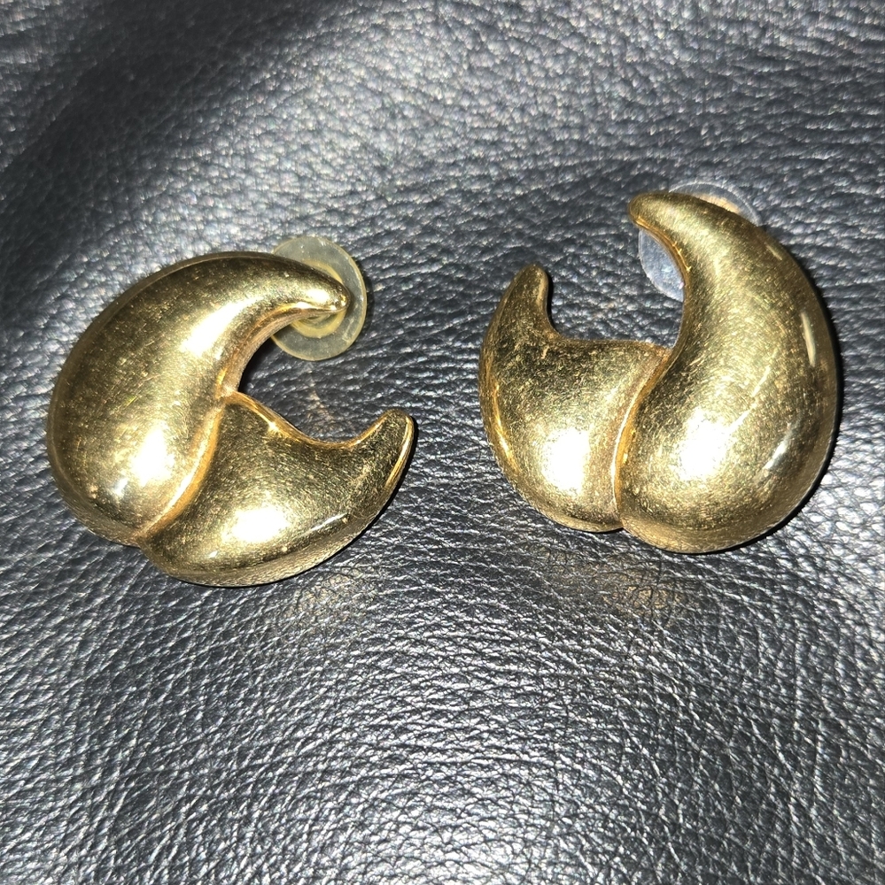 Gold balloon type vintage 60's pierced earrings - Picture 3 of 5